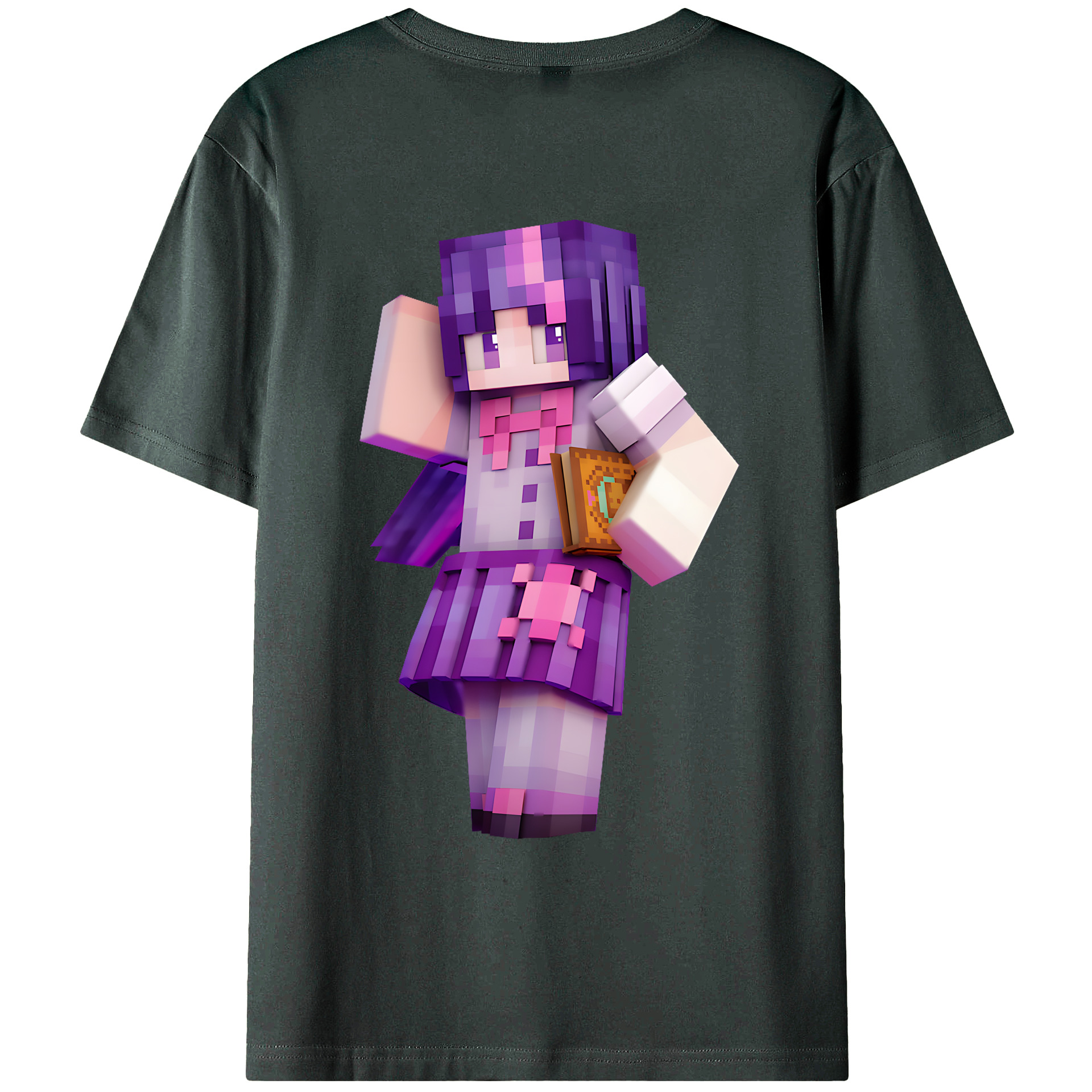 （画像用） マインクラフト ブロックの世界 Minecraft MC Block world 綿100％ メンズ半袖Tシャツ（バックプリント） 通気性